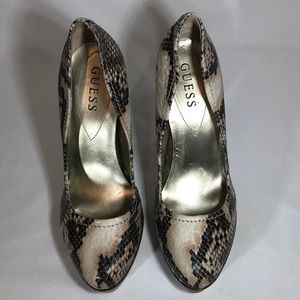 Guess Snakeskin Platform Pumps